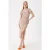 Textured Midi Brei Jurk met Vierkante Kraag