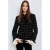 Mango tweed geruite getailleerde blazer met franjes en wol – zwart/wit