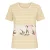 Gestreepte beige top met bloemenaccentpaneel