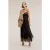 Motivi Long Dress In Georgette With Smart Couture Lace Black