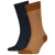 Tommy Hilfiger Heren Contrast Gestreepte Sokken (Set van 2) (Marine / Bruin)