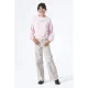 Garcia high waist wide leg jeans met panterprint ecru