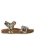 Clic! leren sandalen met panterprint champagne/bruin