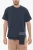 Effen T-shirt met ronde hals en taillezak in blauw