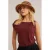 WE Fashion raffia zonnehoed naturel/donkerrood