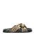 Nelson leren slippers met slangenprint zwart/beige