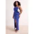 Trendyol Curve Dames Blauw Effen Maxi Mouwloos Gala Recht Grote maten Jurk