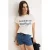 TRENDYOLMİLLA Dames Ecru Grafisch Kort Regular fit T-shirts