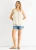 Beige gehaakte paneel dubbellaagse lange top