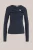 WE Fashion – Dames jersey T-shirt met gedrapeerd effect en gouden accent – Donkerblauw – Viscose –