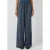 QS regular waist casual broek met linnen donkerblauw