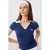 TRENDYOLMİLLA Dames Donkerblauw Geborduurd Kort Getailleerd T-shirts