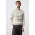Mango Man relaxed fit gebreide gestreepte trui met kabels – pastelgrijs