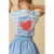 Sissy-Boy wafel korte a-lijn rok met ruches – blauw