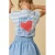 Sissy-Boy wafel korte a-lijn rok met ruches – blauw
