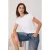 TRENDYOLMİLLA Dames Ecru Effen Kort Regular fit T-shirts