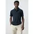 Mango Man slim polo met linnen donkerblauw