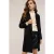Motivi Polyviscose Coat With Patent Leather Inserts Black