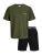 JACK & JONES Pyjama kort ‘JACEVEREST’  olijfgroen / zwart / wit