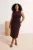 Trendyol Curve Dames Bruin Effen Maxi Mouwloos Casual A-lijn Grote maten Jurk