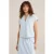 WE Fashion blouse met krijtstreep lichtblauw