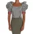 Dolce & Gabbana Vrouwen Wit Zwart Gestreept Gekropt Topje Pofmouwtjes Shirts