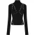 Off White Dames-top met oogjes en hoge kraag (Zwart)