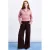 FRNCH high waist wide leg broek – donkerbruin