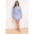 Trendyol Curve Dames Blauw Gestreept Kort / Mini Lang Casual Blousejurk Grote maten Jurk
