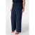 MS Mode bouclé wide leg regular waist broek donkerblauw