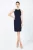 Marineblauwe mouwloze jurk met contrastdetail