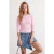 TRENDYOLMİLLA Dames Roze Effen Driekwart mouw Getailleerd T-shirts