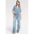 Homage to Denim high waist wide leg jeans met krijtstreep medium blue denim