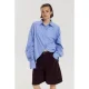 HARPER & YVE gestreepte blouse met plooien – blauw