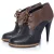 Balenciaga, kaki/zwarte leren enkellaarsjes met vetersluiting.