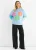 Blauwe Bloemen Haak Chunky Gebreide Oversized Trui