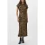 French Connection Abeline Ennis Satin Lace Dress Golden Olive Khaki