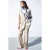Mango wide leg regular waist broek beige