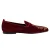 Velvet Loafers with Gold Embroidery and Leather Sole – Red
