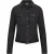 Dames zwart leren trucker jeansjack – Doha