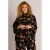 Yest Curve Plus Size gebreide trui met print – zwart/beige