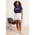 Trendyol Curve Dames Donkerblauw Slogan Lang Getailleerd Grote maten T-shirts