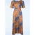 Rene Flower maxi jurk in blauw en bruin