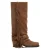 Sacha suède boots met franjes en blokhak – beige