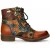 Laura Vita Anita 006 Camel Brown Floral Dames Gothic Victoriaanse Leren Enkellaarsjes