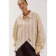 HARPER & YVE gestreepte blouse met plooien – geel