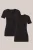 WE Fashion – Dames T-shirt met V-hals, 2-pack – Zwart – Katoen –