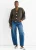 Chocolade Vlekprint Knop Cardigan Look Trui