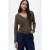 Mango pullover donkerbruin met glitter