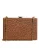 Bruine Lederen Clutch Mini Schoudertas met Gouden Frame